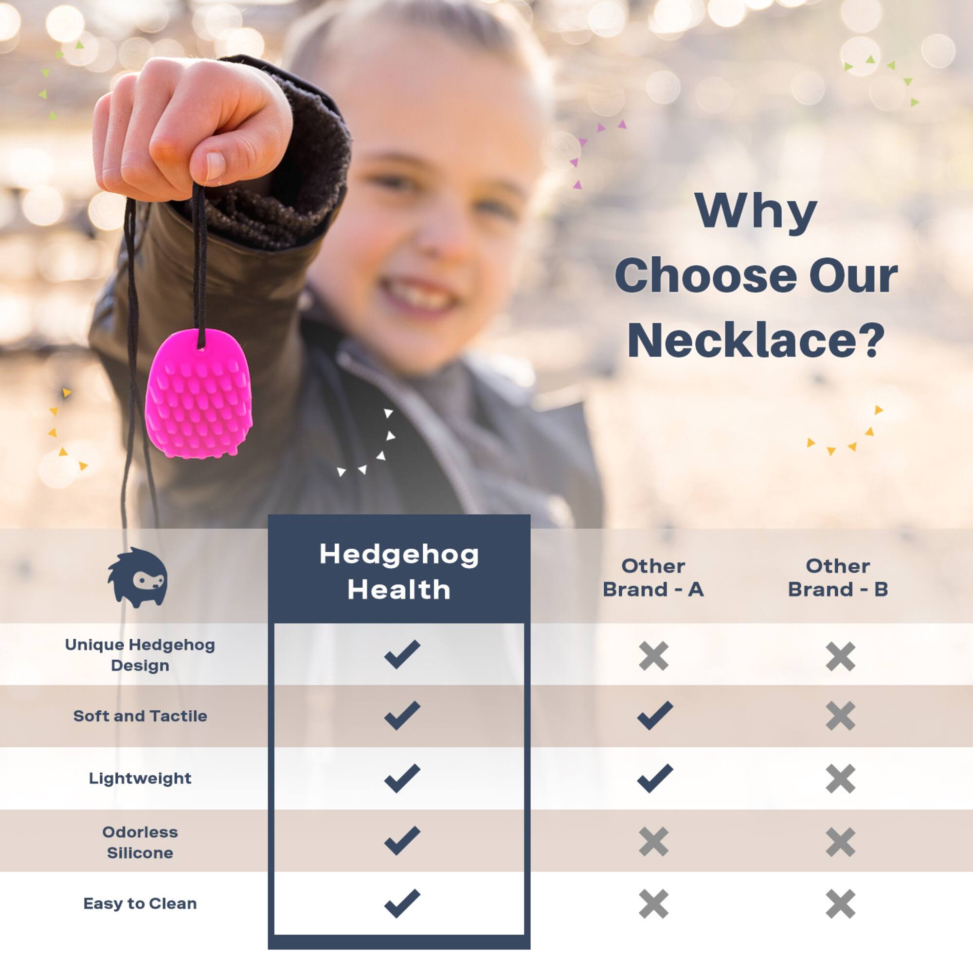 Hedgehog Chewy Necklace Set, Pack of 4